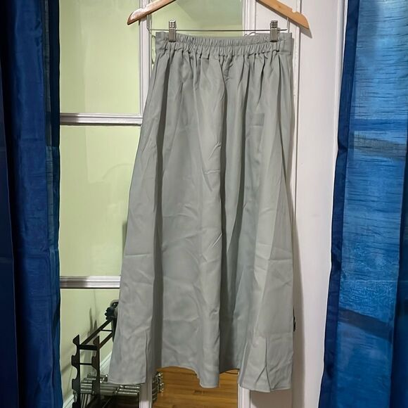 Vintage mint green front slit midi a line trad modest elegant high waisted skirt - Picture 3 of 11